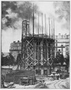Au Champ-de-Mars.- La cheminée monumentale de l'avenue de la Bourdonnais.1900年博 シャン・ド・マルス会場 － ラ・ブルドネー大通りの記念煙突
