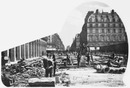 "Le métropolitain municipal.- Chantier rue de Rivoli, le long des jardins du Louvre." 1900年博 パリ市地下鉄 － ルーヴル公園沿いのリヴォリ通り工事現場