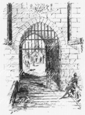 Pont-lévis et herse de l'entrée.1900年博 ルヴィ橋と落とし格子