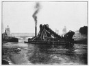 Le pont Aléxandre III.- 1.Dragage en aval.1900年博 アレクサンドル3世橋 － 1.川下の泥さらい
