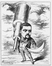 La lune à un mètre.- M.Deloncle et sa lunette.(D'après un journal satirique.) 1900年博 お月様は1メーター大しかない。 － ドロンクル氏と、望遠鏡（風刺雑誌より）