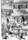 Les concours d'aviculture a Vincennes.- Volière d'honneur.- Le long des boxes.- Coqs et pigeons primes.Un lauréat qui s'echappe.1900年博 ヴァンセンヌの森で行われた家禽飼育のコンクール 名誉賞の鳥かご － 金網に沿って見学 － 賞をとった鶏と鳩 － 脱走する候補の一羽