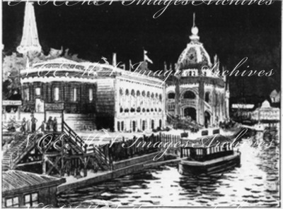 Les fêtes de l'Exposition.Fête venitienne et feu d'artifrice sur l'eau.1900年博 博覧会での催し物 ベネチア風お祭りと、水上花火