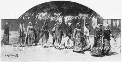Parc du Trocadéro.- Les actrices et les danseuses du théâtre égyptien se rendant a la représentation.1900年博 トロカデロ会場にて － 公演に向かうエジプト人女優とダンサーたち