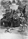 Les dimanches de l'Exposition.- La sièste pendant la grosse chaleur.1900年博 博覧会場の日曜日 － 暑さに勝てず、つい、うとうと