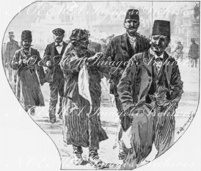 Au Trocadéro.- Exotiques en promenade.1900年博 トロカデロ会場にて － 散歩をするエキゾチックな国の人々