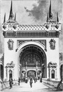 Le Pavillon des armées de terre et de mer.- Le porche d'entrée en facade sur la Seine.1900年博 陸海軍館 － セーヌ河に面した入口門