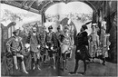Pavillon de la Hongrie.- Les nobles hongrois dans la salle des hussards.1900年博 ハンガリー館 － 軽騎兵の間にたたずむハンガリー貴族たち