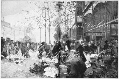 Exposition décennale - Les Halles à Paris.(Appartient à la ville de Paris.) 1900年博 ディセンナーレ展覧会 － パリ レ・アール風景（パリ市所蔵）