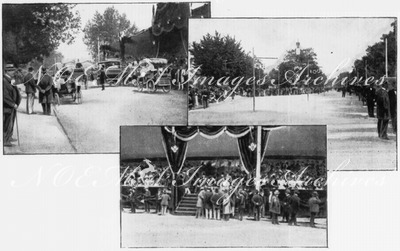Les automobiles à Vincennes.- Devant les tribunes.La piste.- Le jury.1900年博 ヴァンセンヌの森を走る自動車 － 観客の前で － コース － 審査員たち