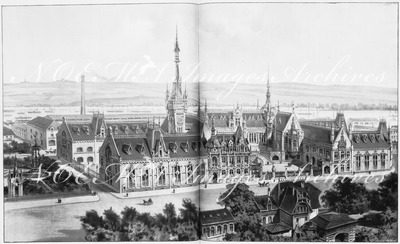 Exposition décennale de 1900.- Reproduction de la maquette des établissements de la bénédictine de Fécamp.1900年博 1900年のデセンナーレ展覧会 － フェカンにあるベネディクト派建造物の模型