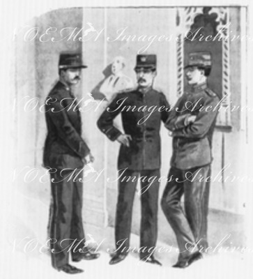 Les costumes de gardiens.Angleterre.Indes anglaises.Vickers-Maxims.1900年博 守衛たちの服装 － 英国 英国領インド ヴィッカー・マキシム