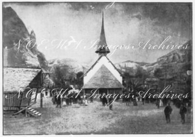 Les deux carillonneurs.- Le clocher à carillon du Village suisse.1900年博 2人のカリヨン奏者 － スイス村のカリヨン鐘楼