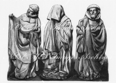 Les pleureurs du tombeau de Philippe le Hardi.1900年博 フィリップ豪勇王の墓を飾る泣き男女の像