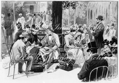 Dans le parc du Trocadéro.- Les déjeuners en plein air.1900年博 トロカデロ会場の公園にて － 戸外でのランチタイム