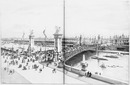 "Le pont Aléxandre III - Vue générale, prise de la rive droite." 1900年博 アレクサンドル3世橋 － 右岸から見た全容
