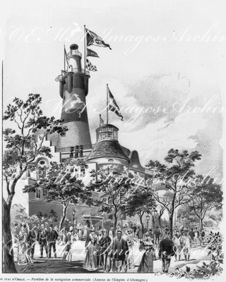 Au quai d'Orsay.- Pavillon de la navigation commerciale.(Annexe de l'Empire d'Allemagne.) 1900年博 オルセー河岸 － ドイツ館の隣接館でもある商業船館