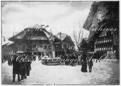 "L'inauguration du village suisse.- M.Lardy, ministre plenipotentiaire de Suisse, inaugure le village" 1900年博 スイス全権公使ラルディー氏による開村式