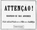 Les 33 affiches du Chemin de fer de l'Exposition le long du quai d'Orsay. : PORTUGAIS オルセー河岸沿いの会場内鉄道の張り紙33枚 ポルトガル語の「注意！木に気をつけて下さい。頭や足を出さないで下さい。」