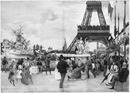 L'Exposition de Paris. - Supplément au N° 78.  Le terre-plein du dôme aux abords de la fontaine monumentale. パリ万博 付録 78. 記念噴水の近くのドームの平場