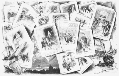 L'Exposition de Paris. - Supplément au N° 77.  Exposition de la librairie (classe IX). - Illustrations des ouvrages exposé par M. Conquet. パリ万博 付録 77. 書店の展示コーナー（第9組） コンケ社出展の本の挿絵