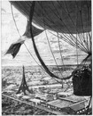 "Le Champ de Mars, vu de la nacelle du ballon captif Lachambre." ラシャンブル式係留気球のゴンドラから眺めたシャン・ド・マルス会場