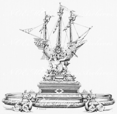 Pièce d'orfèvrerie offerte en cadeau à la duchesse de Bragance. Executée en argen par M. Froment-Meurice. ブラガンス男爵夫人への贈り物とされた銀細工 フロマン=ムリス社製