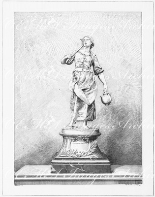 "Le départ pour les champs, statuette pour prix de concours agricole. Modelée par M. Gautherin, exécutée par MM. Christofle et Cie." ゴトラン作の農業コンクール受賞者へ贈られる小立像「畑へ」 クリストフル製作