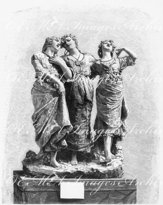 "Beaux-Arts (section italienne). - La chanson d'amour, groupe de M. Cost. Barbella." 芸術部門イタリア・コーナー 「恋の歌」 コスト作彫刻 バルベラ
