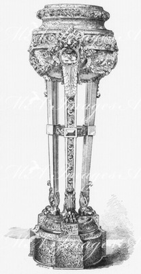 "Jardinière en granit avec garniture en bronze, exposée par MM. Thiebaut frères." ティエボー兄弟社出展のブロンズの飾りの付いた花崗岩の花入れ