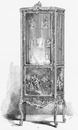 "Vitrine du style Louis XV, avec garniture en bronze dore." 金メッキのブロンズの飾りの付いたルイ15世様式の陳列棚