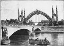 Les abords de l'Exposition : La passerelle du pont de l'Alma. 会場付近 アルマ橋の歩道橋