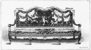 "Canape style Louis XIV, couvert en tapisserie, exposé par la Manufacture nationale de Beauvais." ボーヴェ官立工場出展の綴れ織りの長椅子ルイ14世様式