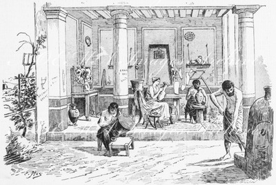 Exposition rétrospective du Travail : Intérieur d'un Potier athenien. 労働の歴史回顧展 アテネの陶器店の内部