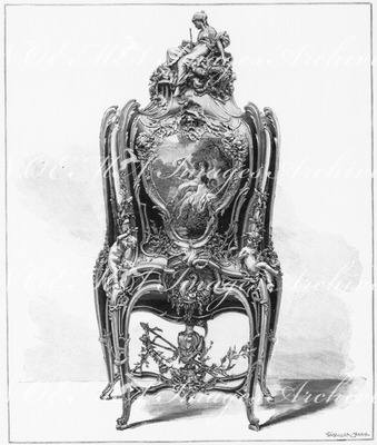 Coffre à bijoux enrichi de bronzes ciselés et polis. Expose par M. Zwiener. Zwiener社出展 彫金鏡面仕上のブロンズ製の宝石箱