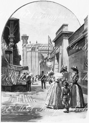 "Facade extérieure de la Section grecque, parallele a l'Avenue de Suffren." シュフラン通りと並行したギリシャ展示コーナーのファサード