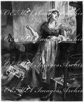 "Beaux-Arts (section anglaise). - La cocarde tricolore, tableau de M. G. P. Jacomb Hood." 芸術部門英国コーナー 「三色帽章」  G・P・ジャコンブ・フッド画