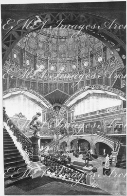L'Exposition de Paris. - Supplément au N° 45.  Escalier monumental du palais des Beaux-Arts. パリ万博 付録 45. 芸術館の大階段