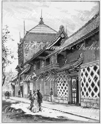 La Facade du Japon donnant sur la Rue du Caire. カイロ通りに面した日本の展示コーナーのファサード