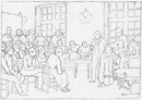 Croquis explicatif du tableau : Une leçon de clinique à la Salpétérière, par M. André Brouillet. アンドレ・ブリュイエ画「サルペトリエール病院の臨床授業」の説明図