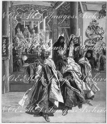 Une Cérémonie religieuse à la Pagode bouddhique de l'Esplanade des Invalides. アンヴァリッド会場の仏教寺院での宗教儀式