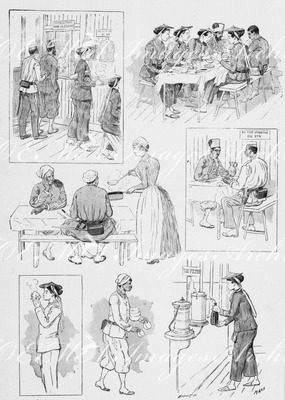 Les Repas des Soldats coloniaux à l'Esplade des Invalides. アンヴァリッド会場での植民地兵士たちの食事
