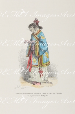 グランヴィル Grandville - 《偶然、私に奇妙なライバルが出現した。それは、ペー・リー地方の中国猫だった。》 Le hasard me donne une singulière rivale, c’était une Chinoise de la province de Peehy-Ly….