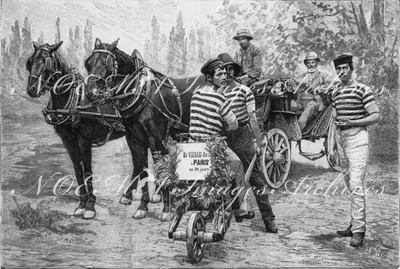 De Vienne à Paris en fiacre et en brouette. ウィーンからパリまで辻馬車または手押し車で