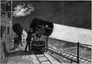 Manœuvre des projecteurs sur la Tour Eiffel. エッフェル塔の上の投光器の操作