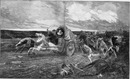 "L'Exposition de Paris. - Supplément au N° 35.  Beaux-Arts. - La déroute de Cholet (octobre 1793), tableau de M. Jules Girardet." パリ万博 付録 35.  芸術部門 「ショレの敗走（1793年10月）」 ジュール・ジラルデ画