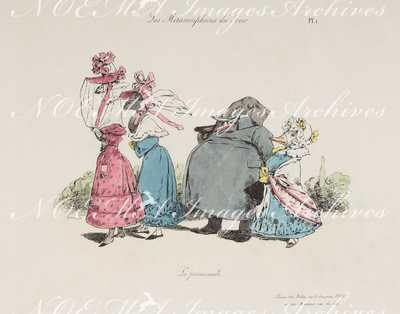 グランヴィル Grandville - 《一家の散策》 La promenade.