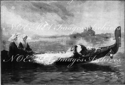 Beaux-Arts. - La délaissée (souvenir de Venise). - Tableau de M. Hippolyte Lucas. 芸術部門 「看取る人なく死んだ女（ヴェニスの思い出）」、イポリット・リュカ画