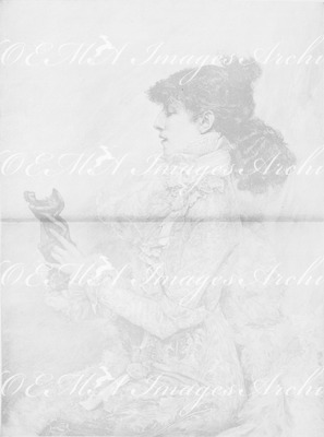 "L'Exposition de Paris. - Supplément au N°33. Beaux-Arts. - Portrait de Madame Sarah Bernhardt, peint par Bastien-Lepage." パリ万博 付録 33. 芸術部門 「サラ・ベルナールの肖像」、バスティアン=ルパージュ画