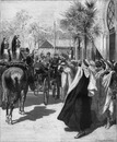 Les visites de M. Carnot à l'exposition. - Le président de la République acclamé à sa sortie de l'Exposition. 共和国大統領カルノ氏の訪問 会場出口で喝采に送られるところ